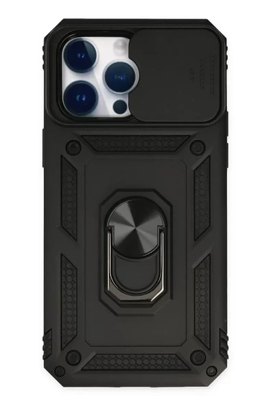 Newface Apple iPhone 14 Pro Max Kılıf Pars Lens Yüzüklü Silikon - Siyah ürün görseli 1