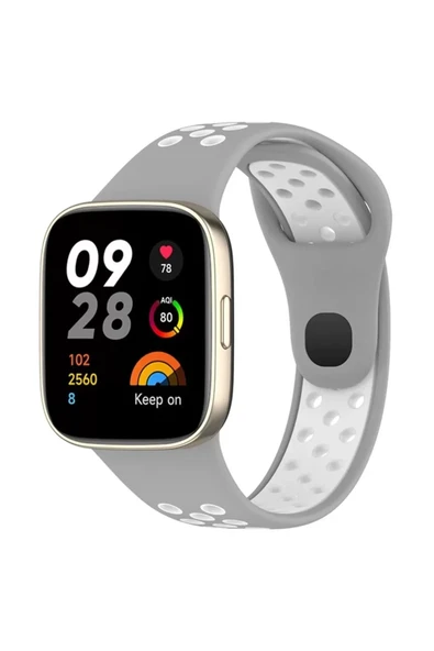 Newface Xiaomi Redmi Watch 3 Spor Delikli Kordon - Gri-Beyaz ürün görseli 1