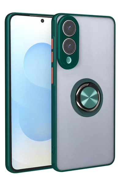 Newface Samsung Galaxy S25 Edge Kılıf Montreal Yüzüklü Silikon Kapak - Yeşil ürün görseli 1