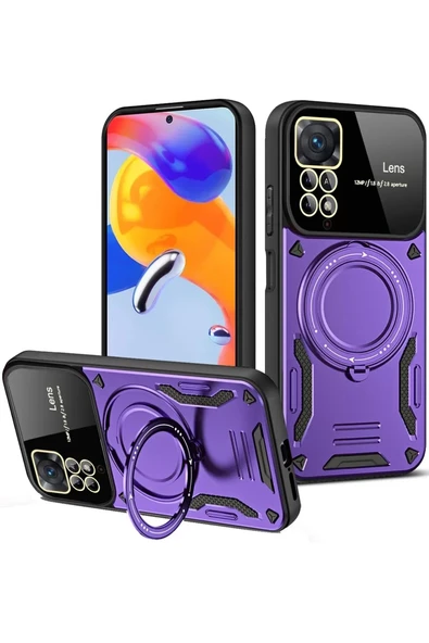 Newface Xiaomi Redmi Note 12 Pro 4G Kılıf Joy Lens Standlı Kapak - Mor ürün görseli 1