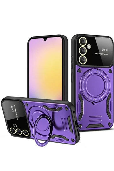 Newface Samsung Galaxy A25 5G Kılıf Joy Lens Standlı Kapak - Mor ürün görseli 1