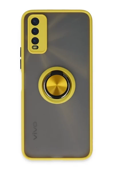 Newface Vivo Y11S Kılıf Montreal Yüzüklü Silikon Kapak - Sarı ürün görseli 1