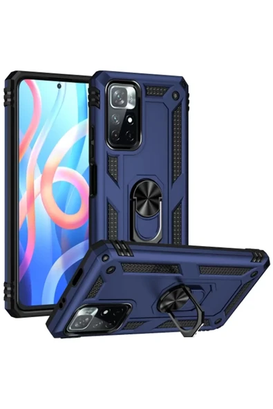 Newface Xiaomi Redmi Note 11T Kılıf Sofya Yüzüklü Silikon Kapak - Lacivert ürün görseli 1