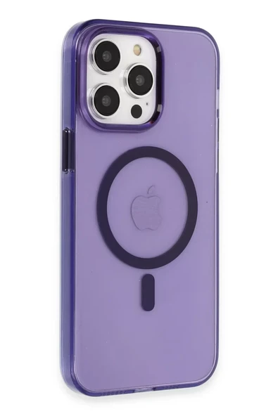 Newface Apple iPhone 14 Pro Kılıf Tron Şeffaf Magsafe Kapak - Derin Mor ürün görseli 1