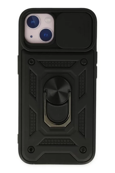 Newface Apple iPhone 14 Kılıf Pars Lens Yüzüklü Silikon - Siyah ürün görseli 1