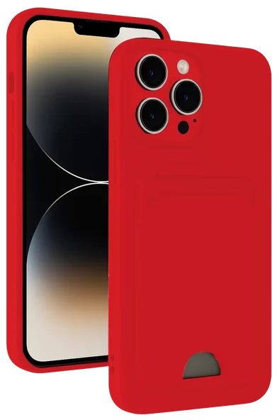Newface Apple iPhone 13 Pro Kılıf Kelvin Kartvizitli Silikon - Kırmızı ürün görseli 1
