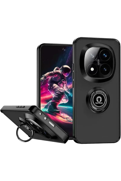 Newface Xiaomi Redmi Note 14 Pro 4G Kılıf Montreal Yüzüklü Silikon Kapak - Siyah ürün görseli 1
