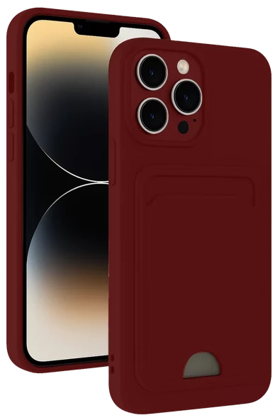 Newface Apple iPhone 15 Pro Kılıf Kelvin Kartvizitli Silikon - Bordo ürün görseli 1