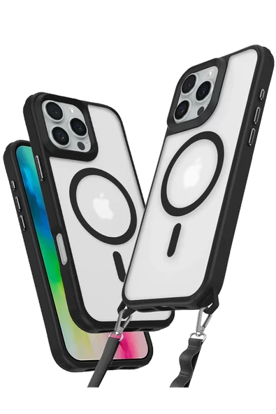 Newface Apple iPhone 16 Pro Max Kılıf Enka Magsafe Silikon Kılıf - Siyah ürün görseli 1