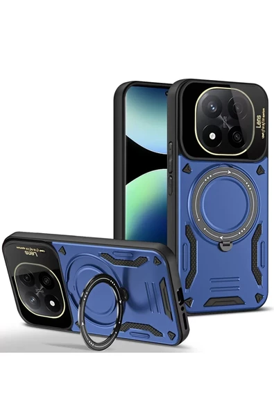 Newface Xiaomi Redmi Note 14 Pro 5G Kılıf Joy Lens Standlı Kapak - Lacivert ürün görseli 1