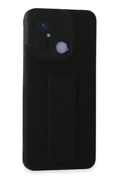 Newface Xiaomi Redmi 12C Kılıf Mega Standlı Silikon - Siyah ürün görseli 1