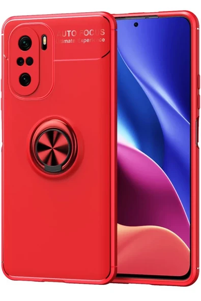 Newface Xiaomi Poco F3 Kılıf Range Yüzüklü Silikon - Kırmızı ürün görseli 1