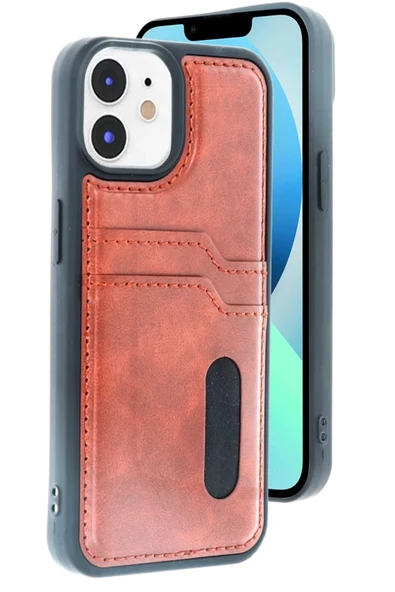 Newface Apple iPhone 11 Kılıf Sara Kartvizitli Deri Kılıf - Taba ürün görseli 1