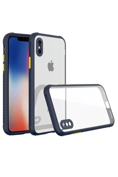 Newface Apple iPhone XS Max Kılıf Miami Şeffaf Silikon - Lacivert ürün görseli 1