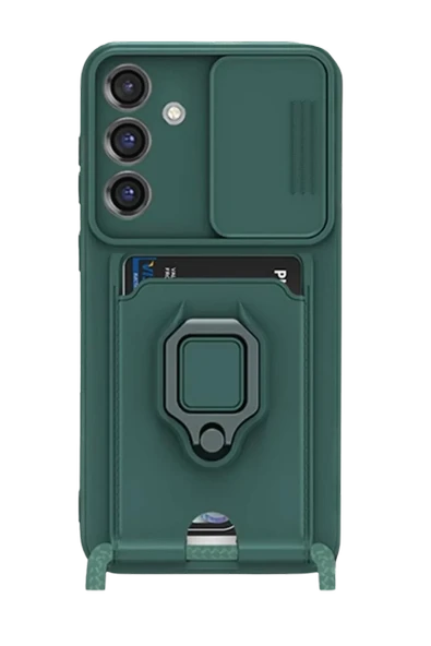 Newface Samsung Galaxy S25 Plus Kılıf Zuma Kartvizitli Yüzüklü Silikon - Yeşil ürün görseli 1