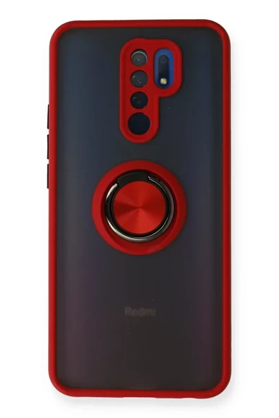 Newface Xiaomi Redmi 9 Kılıf Montreal Yüzüklü Silikon Kapak - Kırmızı ürün görseli 1