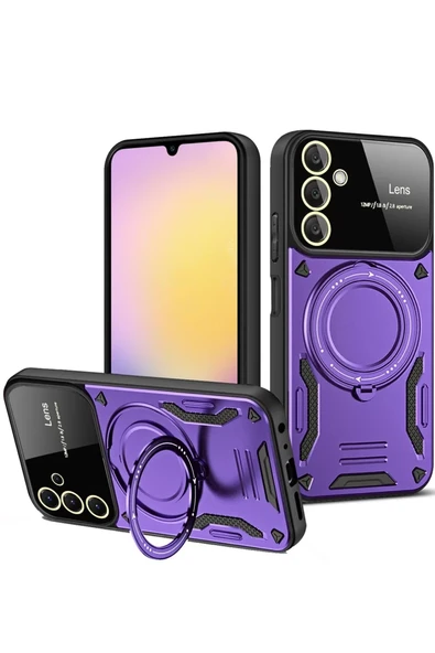 Newface Samsung Galaxy S25 Plus Kılıf Joy Lens Standlı Kapak - Mor ürün görseli 1