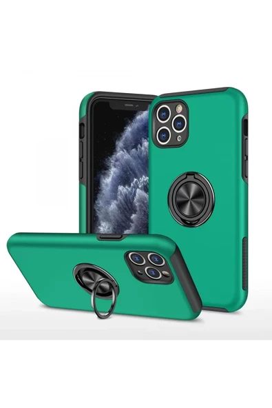 Newface Apple iPhone 11 Pro Max Kılıf Elit Yüzüklü Kapak - Yeşil ürün görseli 1