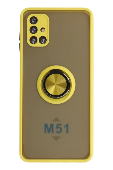 Newface Samsung Galaxy M51 Kılıf Montreal Yüzüklü Silikon Kapak - Sarı ürün görseli 1