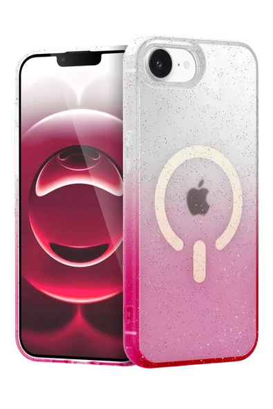 Newface Apple iPhone 16E Pummel Shiny Magsafe Kapak - Pembe ürün görseli 1