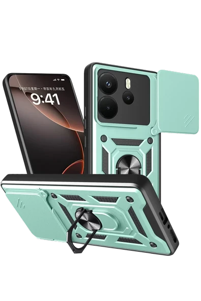 Newface Xiaomi Redmi Note 14 4G Pars Lens Yüzüklü Silikon - Yeşil ürün görseli 1
