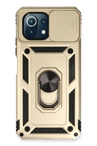 Newface Xiaomi Mİ 11 Lite Kılıf Pars Lens Yüzüklü Silikon - Gold ürün görseli 1