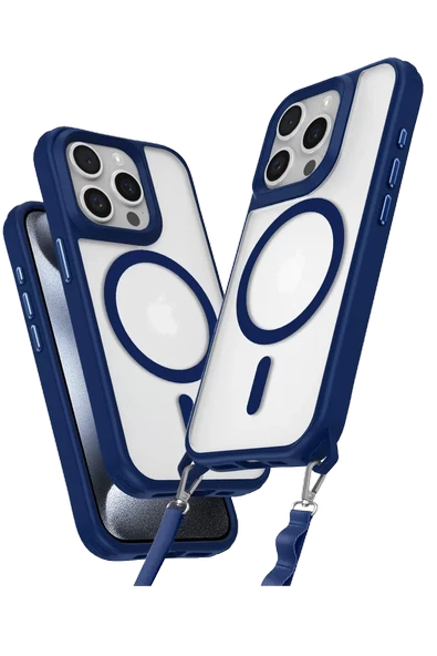 Newface Apple iPhone 15 Pro Max Kılıf Enka Magsafe Silikon Kılıf - Lacivert ürün görseli 1