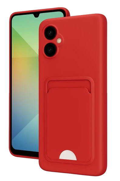 Newface Samsung Galaxy A06 Kılıf Kelvin Kartvizitli Silikon - Kırmızı ürün görseli 1