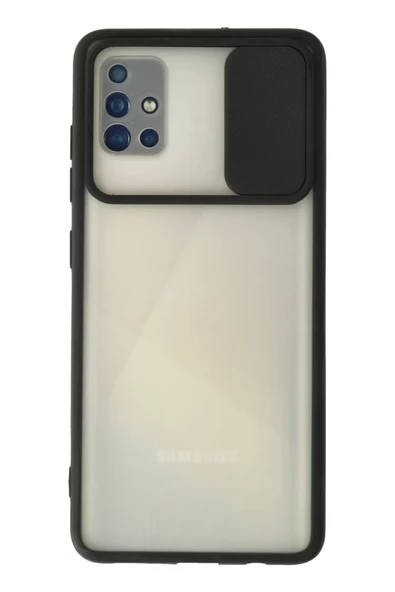 Newface Samsung Galaxy A71 Kılıf Palm Buzlu Kamera Sürgülü Silikon - Siyah ürün görseli 1