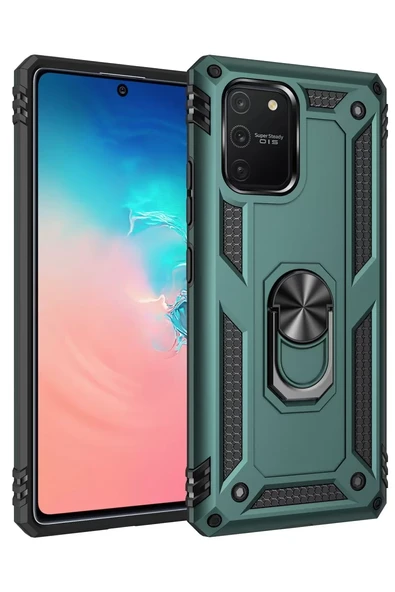 Newface Samsung Galaxy A91 / S10 Lite Kılıf Sofya Yüzüklü Silikon Kapak - Yeşil ürün görseli 1