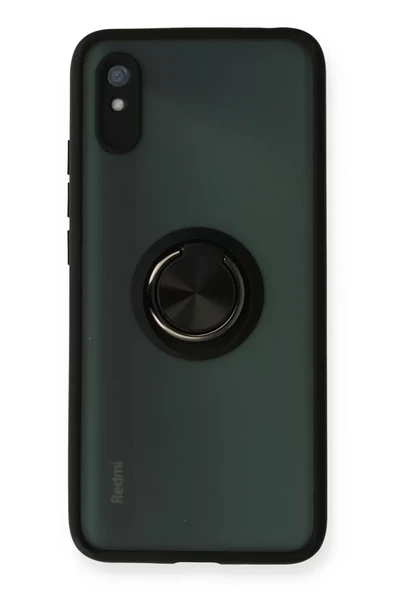Newface Xiaomi Redmi 9A Kılıf Montreal Yüzüklü Silikon Kapak - Siyah ürün görseli 1