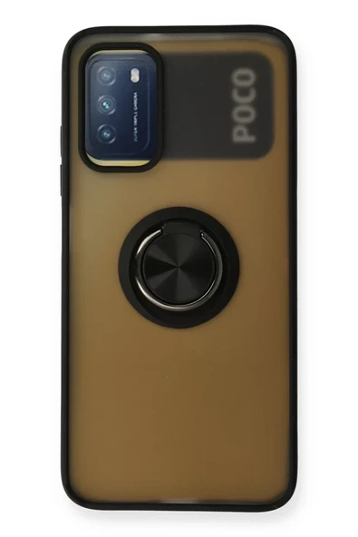 Newface Xiaomi Redmi 9T Kılıf Montreal Yüzüklü Silikon Kapak - Siyah ürün görseli 1