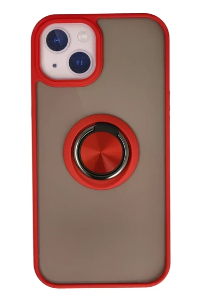 Newface Apple iPhone 15 Kılıf Montreal Yüzüklü Silikon Kapak - Kırmızı ürün görseli 1