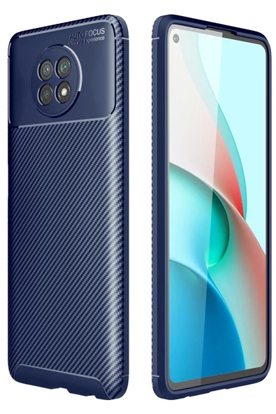 Newface Xiaomi Redmi Note 9 5G Kılıf Auto Focus Karbon Kapak - Lacivert ürün görseli 1