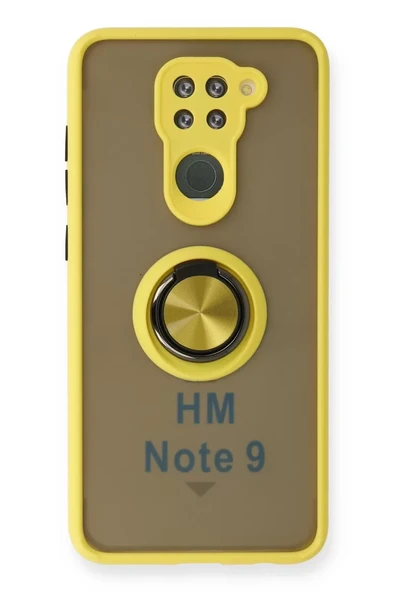 Newface Xiaomi Redmi Note 9 Kılıf Montreal Yüzüklü Silikon Kapak - Sarı ürün görseli 1