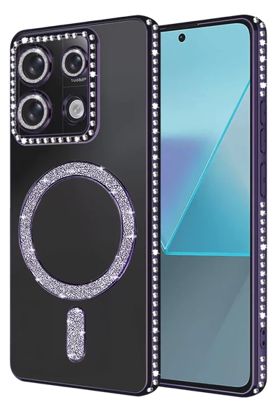 Newface Xiaomi Redmi Note 13 Pro 4G Joke Simli Magneticsafe Kılıf - Derin Mor ürün görseli 1