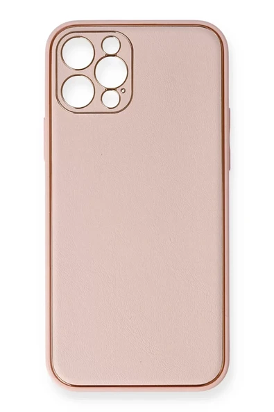 Newface Apple iPhone 12 Pro Kılıf Coco Deri Silikon Kapak - Pembe ürün görseli 1