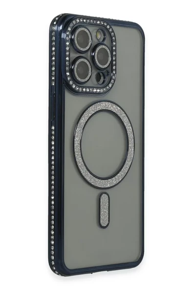 Newface Apple iPhone 15 Pro Kılıf Joke Simli Magneticsafe Kılıf - Lacivert ürün görseli 1