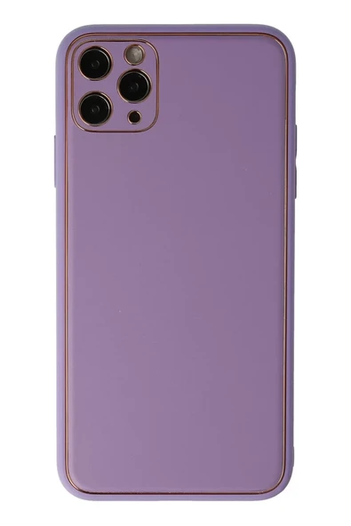 Newface Apple iPhone 11 Pro Max Kılıf Coco Deri Silikon Kapak - Lila ürün görseli 1