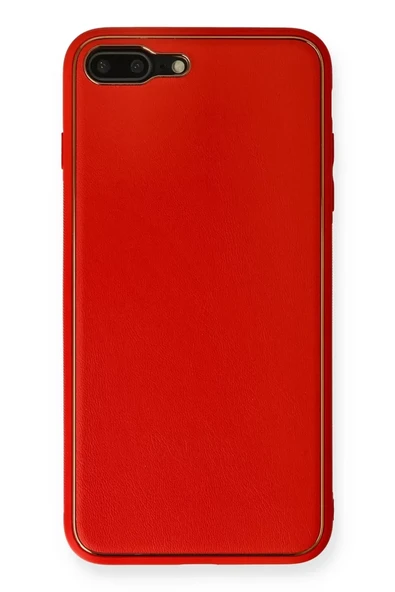 Newface Apple iPhone 7 Plus Kılıf Coco Deri Silikon Kapak - Kırmızı ürün görseli 1