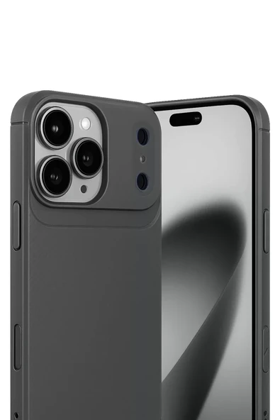 Newface Apple iPhone 17 Pro Auto Focus Karbon Kapak - Gri - Resim 2