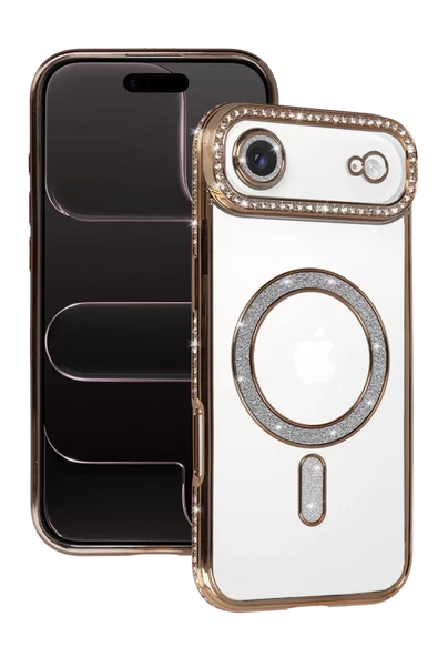 Newface Apple iPhone 17 Air Joke Simli Magneticsafe Kılıf - Gold ürün görseli 1