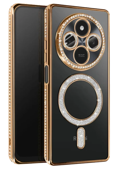 Newface Xiaomi Redmi 14C Joke Simli Magneticsafe Kılıf - Gold ürün görseli 1
