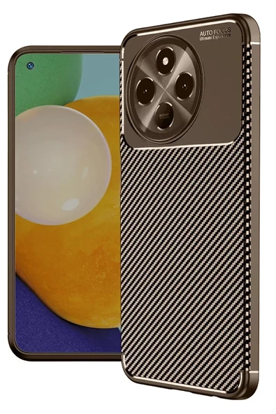 Newface Tecno Spark 30 Pro Kılıf Auto Focus Karbon Kapak - Kahverengi ürün görseli 1