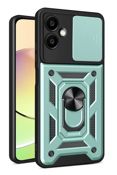 Newface Samsung Galaxy A07 4G Pars Lens Yüzüklü Silikon - Yeşil ürün görseli 1