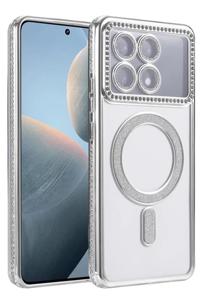 Newface Xiaomi Poco X6 Pro Joke Simli Magneticsafe Kılıf - Gümüş ürün görseli 1