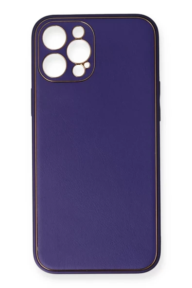Newface Apple iPhone 12 Pro Kılıf Coco Deri Silikon Kapak - Mor ürün görseli 1