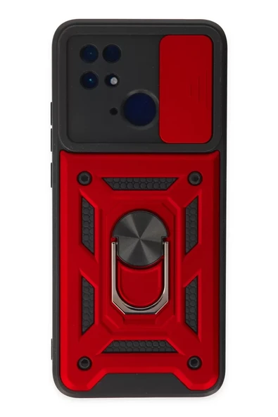 Newface Xiaomi Redmi 10C Kılıf Pars Lens Yüzüklü Silikon - Kırmızı ürün görseli 1