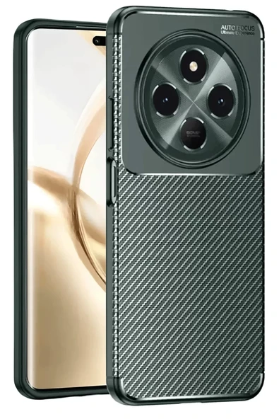 Newface Tecno Spark 30C Kılıf Auto Focus Karbon Kapak - Koyu Yeşil ürün görseli 1
