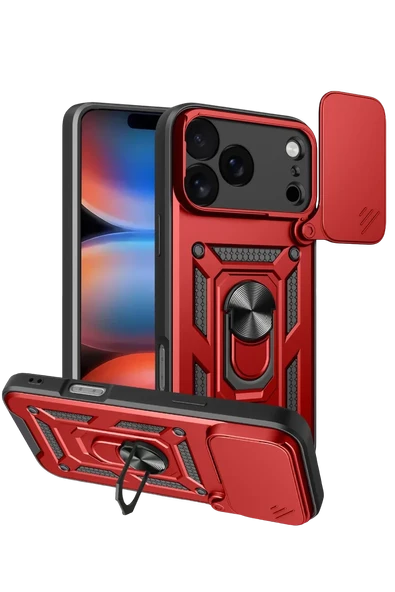 Newface Apple iPhone 17 Pro Pars Lens Yüzüklü Silikon - Kırmızı ürün görseli 1